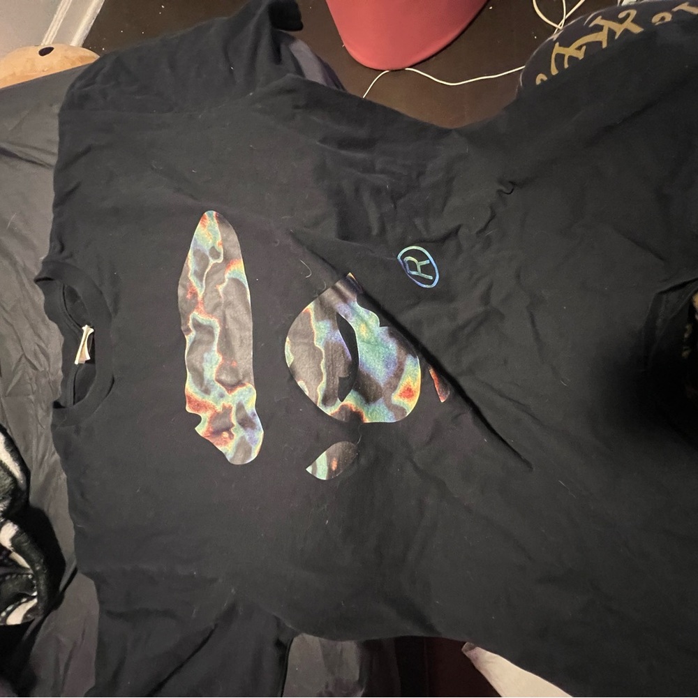 Bape Black Short Sleeve Tee with Multicolor Graphic